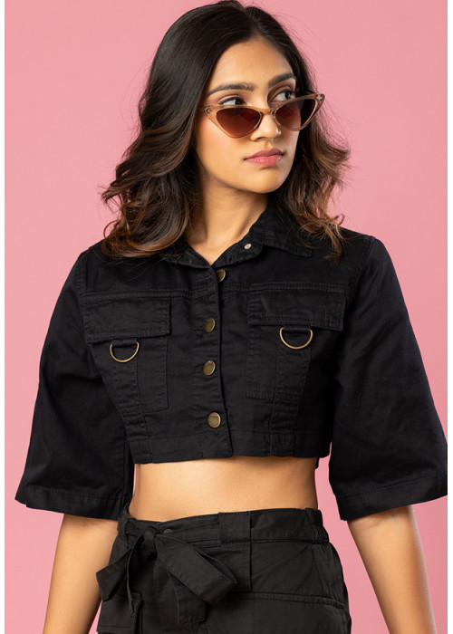BLACK FEMALE DENIM  JACKET